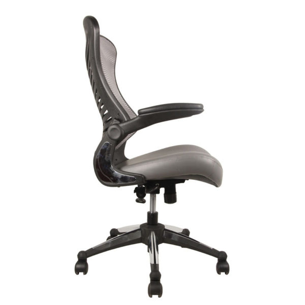 OF-2002GY Office Factor Gray Leather Seat Chair