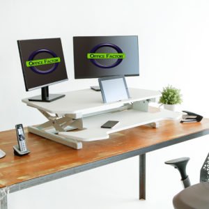 OF-TD30WH Office Factor White Adjustable Height Desk Setup